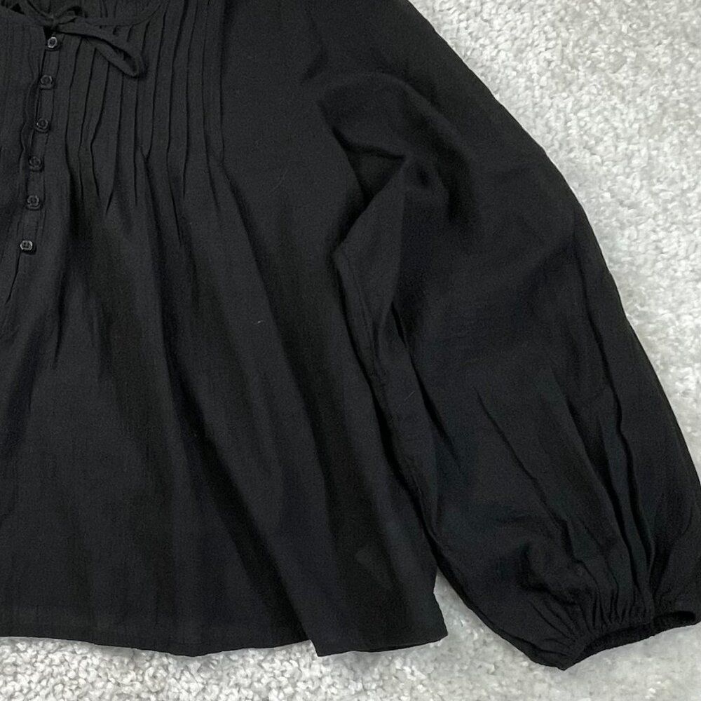 American Eagle Breezy Boho Pintuck Blouse Black Womens XL - Picture 6 of 9